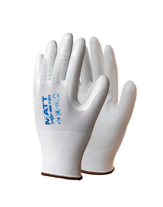 Guanto in nylon bianco calibro 13 aghi, palmo rivestito in nitrile con finitura liscia opaca - Taglia: 9/L