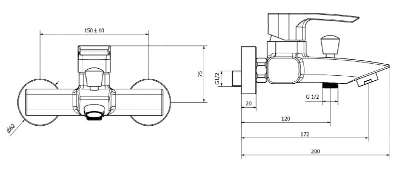 Teorema - Miscelatore Vasca Completo Cromato - Serie: Merida