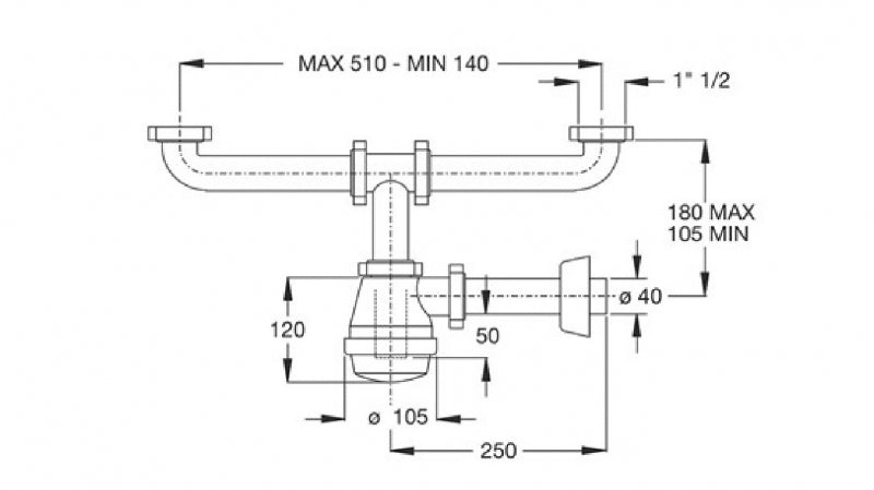 Bonomini - Sifone A 2 Via Ø40 Per Lavello Inox