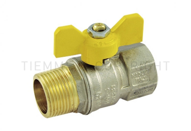 Tiemme - Valvola arresto a sfera gas 1/2" a farfalla maschio-femmina passaggio standard